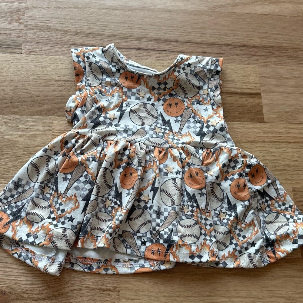 Handmade- Kids Baseball Print Sleeveless Top